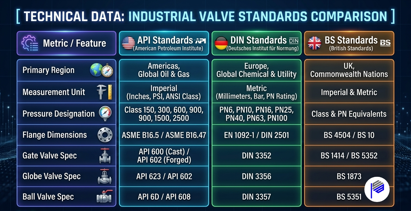 Comparison API vs. DIN vs. BS Standards in Pakistan